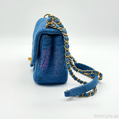 Chanel Denim Multicolor Graffiti Single Flap Bag