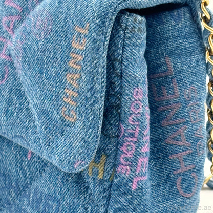 Chanel Denim Multicolor Graffiti Single Flap Bag