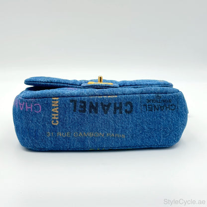 Chanel Denim Multicolor Graffiti Single Flap Bag