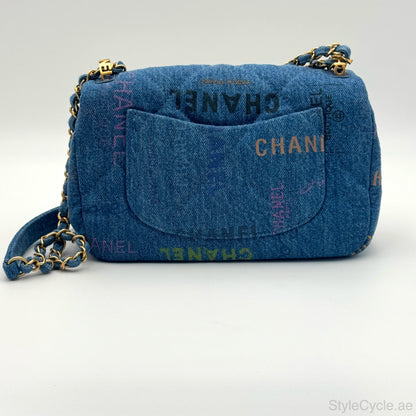 Chanel Denim Multicolor Graffiti Single Flap Bag