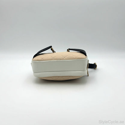 Chanel Waist Bag in Beige & Black Quilted Calfskin