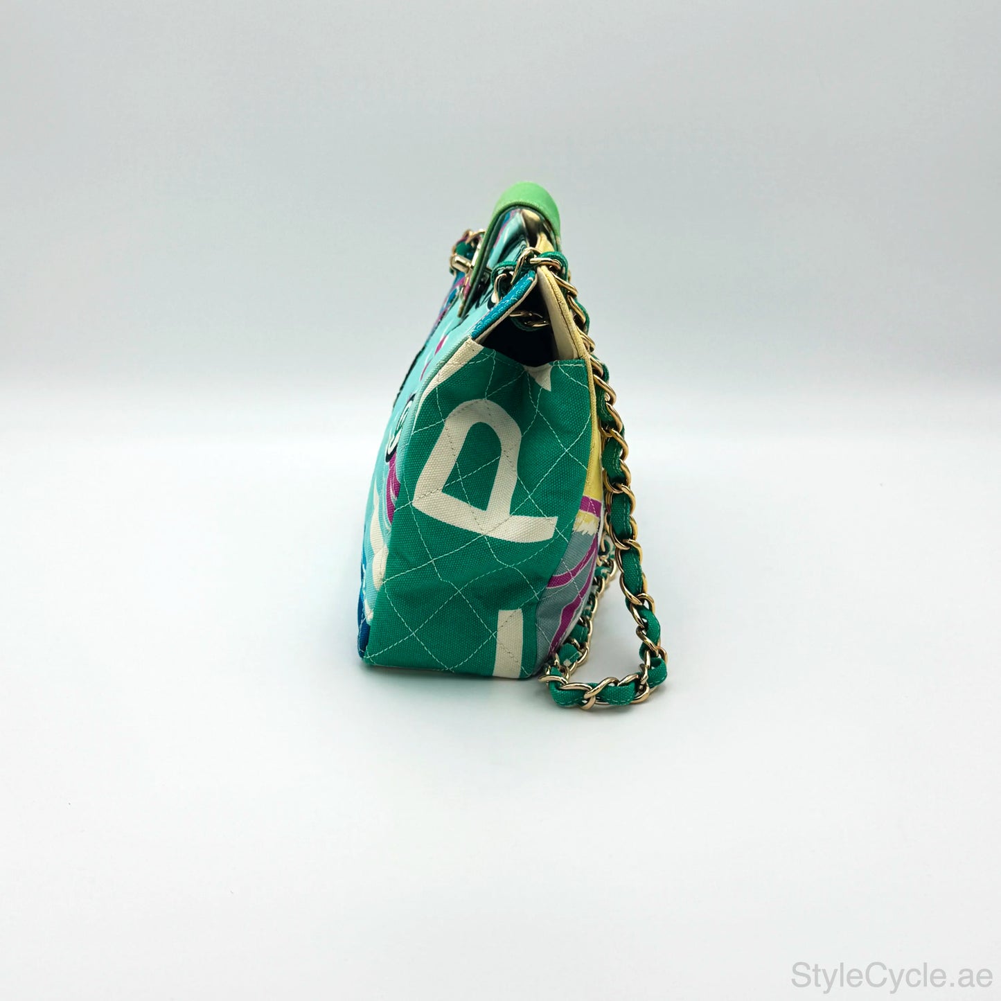 Chanel MultiColor Eiffel Tower Quilted Canvas Flap Shoulder Bag