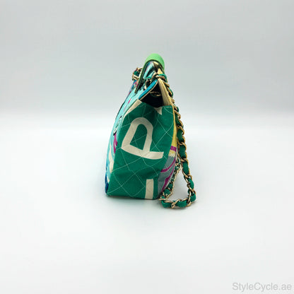 Chanel MultiColor Eiffel Tower Quilted Canvas Flap Shoulder Bag