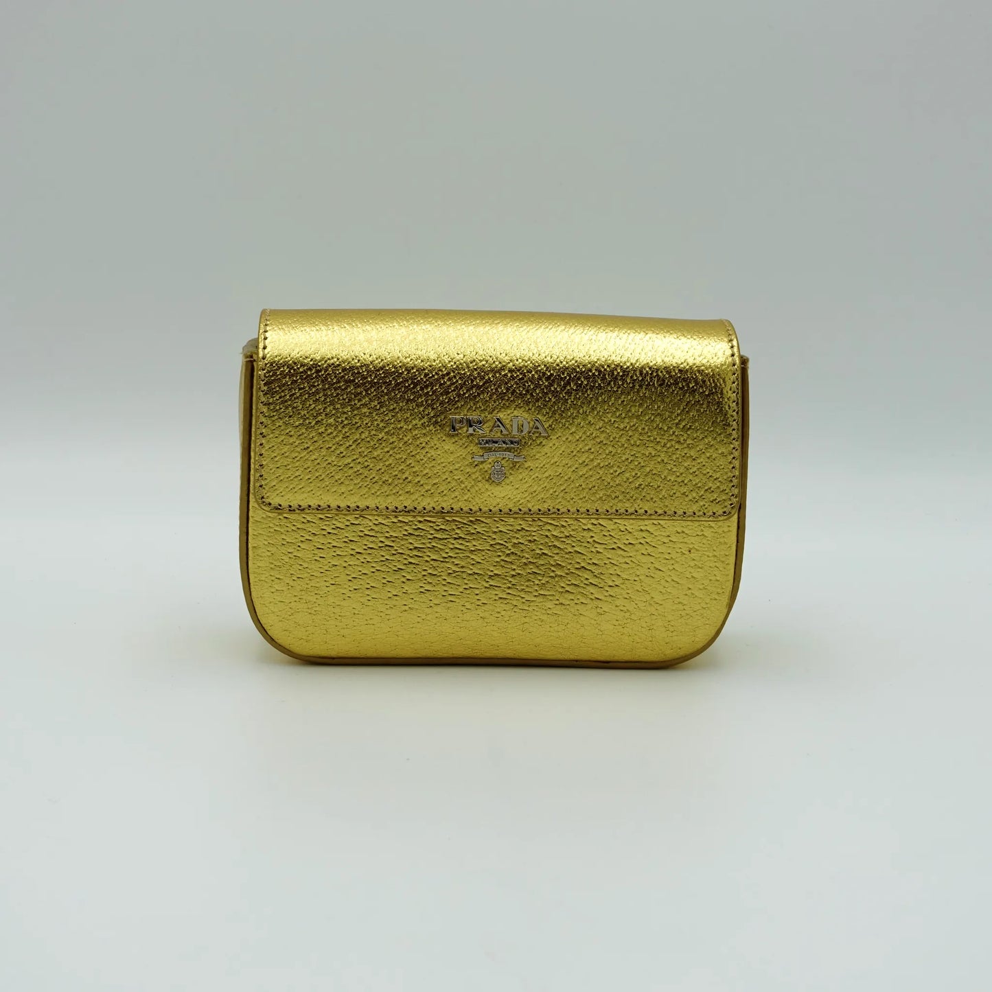 Prada Gold Metallic Leather Clutch