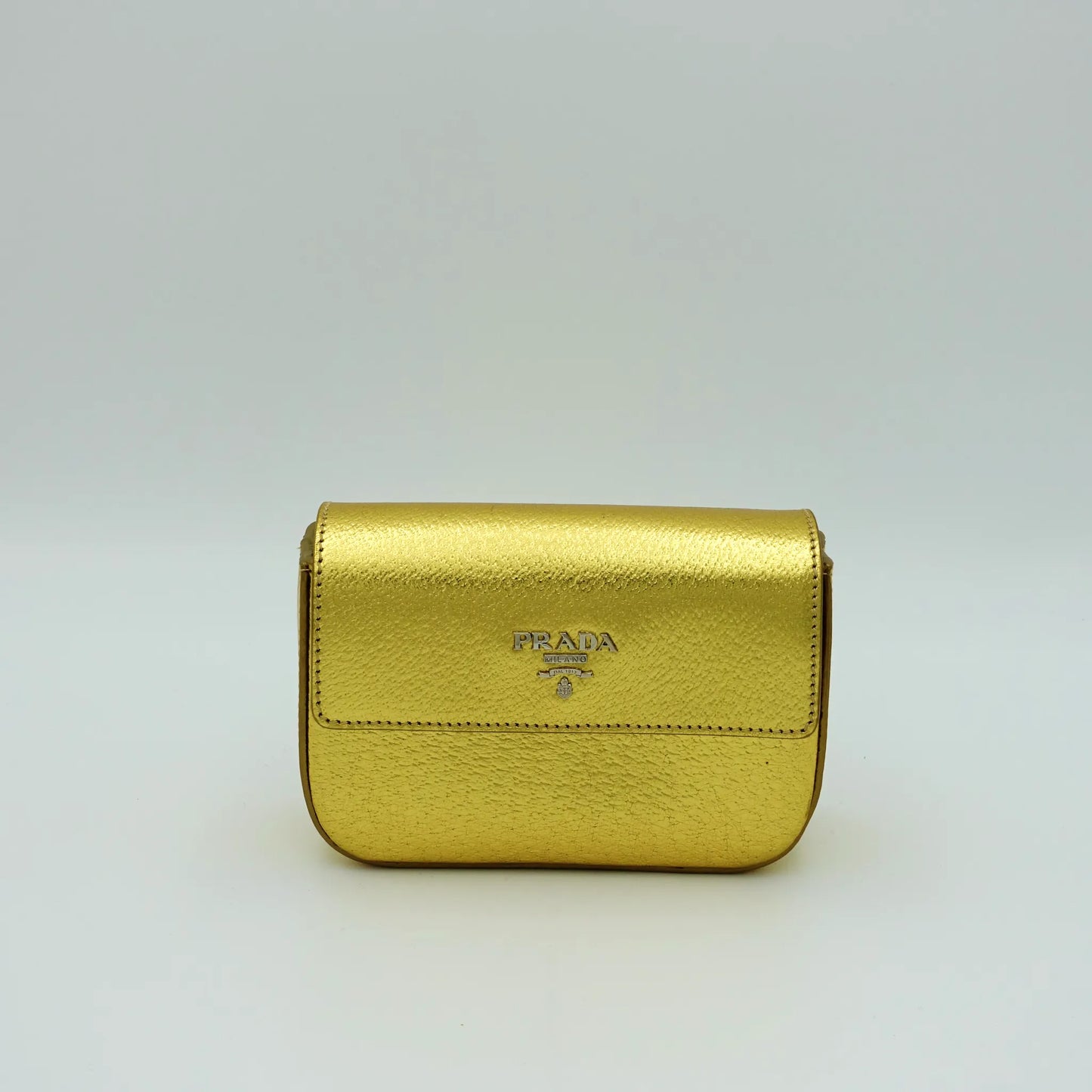 Prada Gold Metallic Leather Clutch