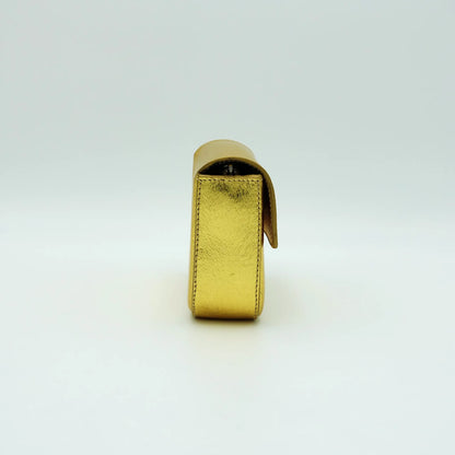 Prada Gold Metallic Leather Clutch