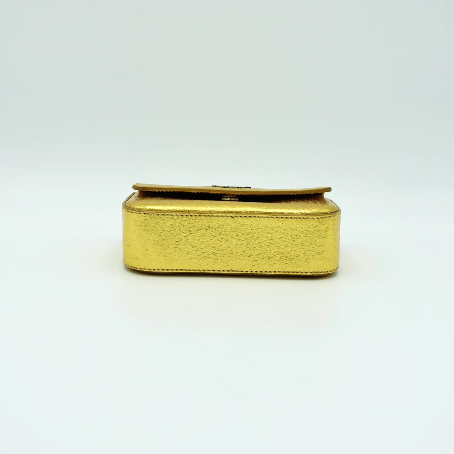 Prada Gold Metallic Leather Clutch