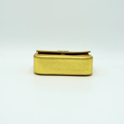 Prada Gold Metallic Leather Clutch