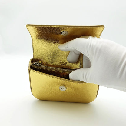 Prada Gold Metallic Leather Clutch