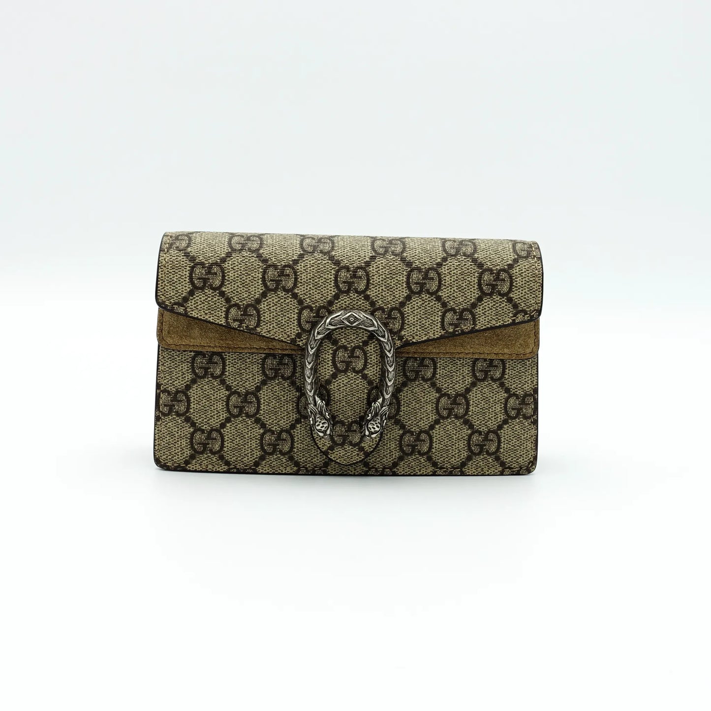 Gucci Dionysus Super Mini Shoulder Bag in GG Supreme Canvas with Suede Trim