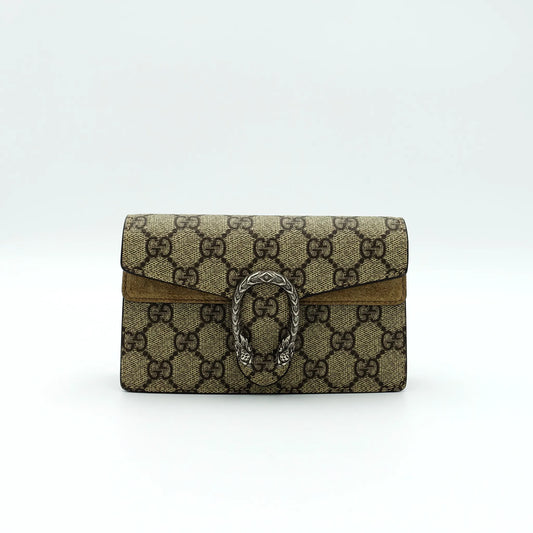 Gucci Dionysus Super Mini Shoulder Bag in GG Supreme Canvas with Suede Trim