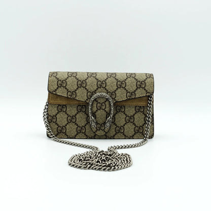 Gucci Dionysus Super Mini Shoulder Bag in GG Supreme Canvas with Suede Trim