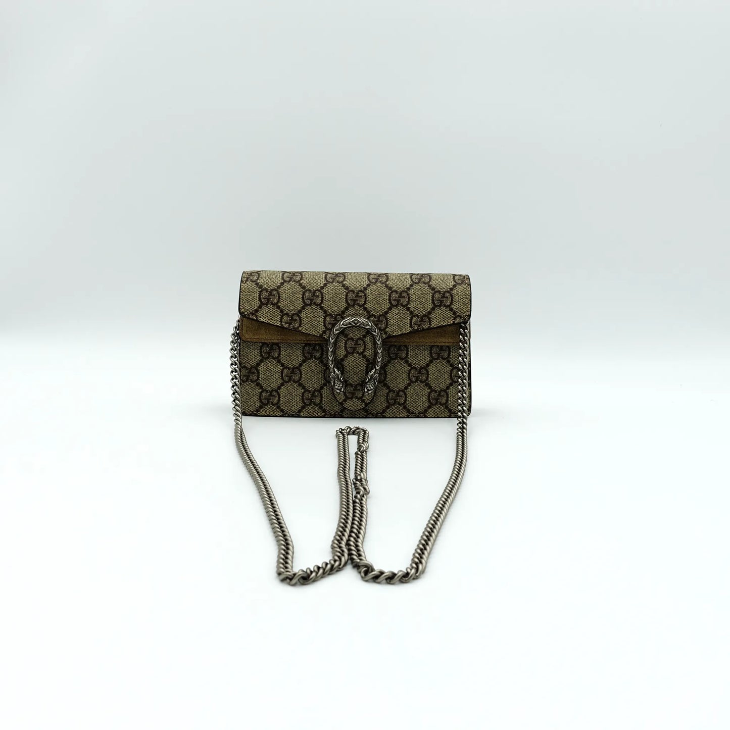 Gucci Dionysus Super Mini Shoulder Bag in GG Supreme Canvas with Suede Trim