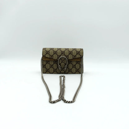 Gucci Dionysus Super Mini Shoulder Bag in GG Supreme Canvas with Suede Trim