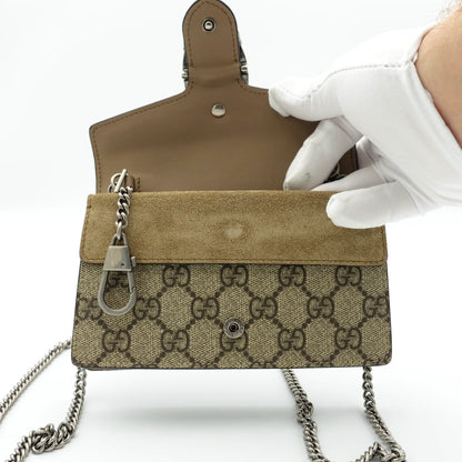Gucci Dionysus Super Mini Shoulder Bag in GG Supreme Canvas with Suede Trim