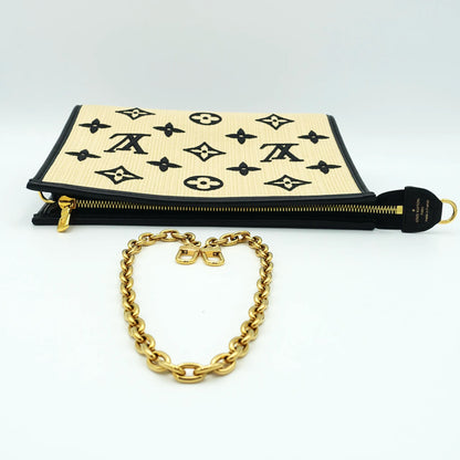 Louis Vuitton Monogram Raffia Leather and Pouch on Chain