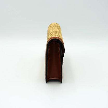 Celine Triomphe Shoulder Bag in Raffia and Leather