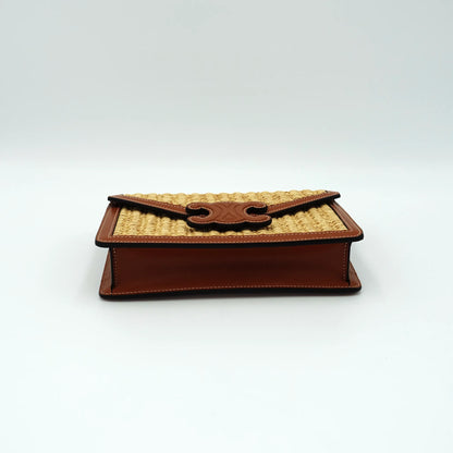 Celine Triomphe Shoulder Bag in Raffia and Leather