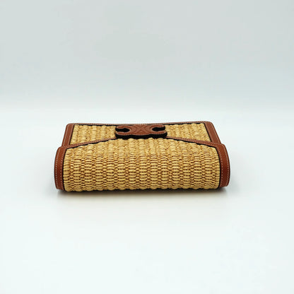 Celine Triomphe Shoulder Bag in Raffia and Leather