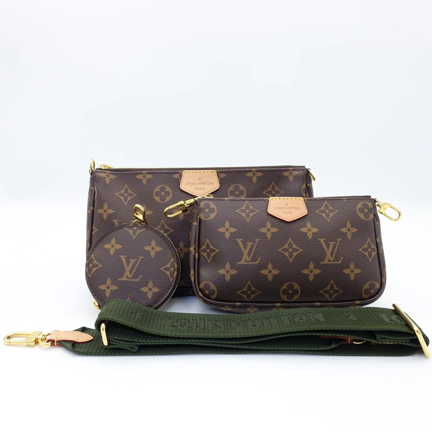 Louis Vuitton Multi Pochette in Monogram Canvas with Khaki Strap