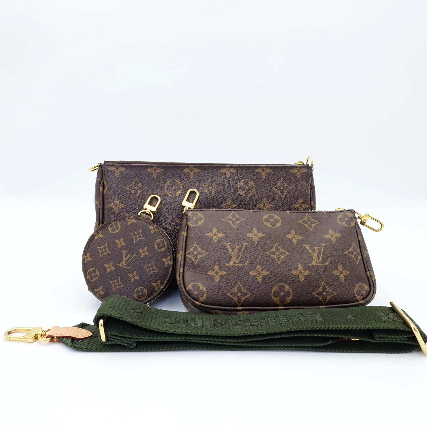 Louis Vuitton Multi Pochette in Monogram Canvas with Khaki Strap