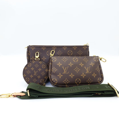 Louis Vuitton Multi Pochette in Monogram Canvas with Khaki Strap