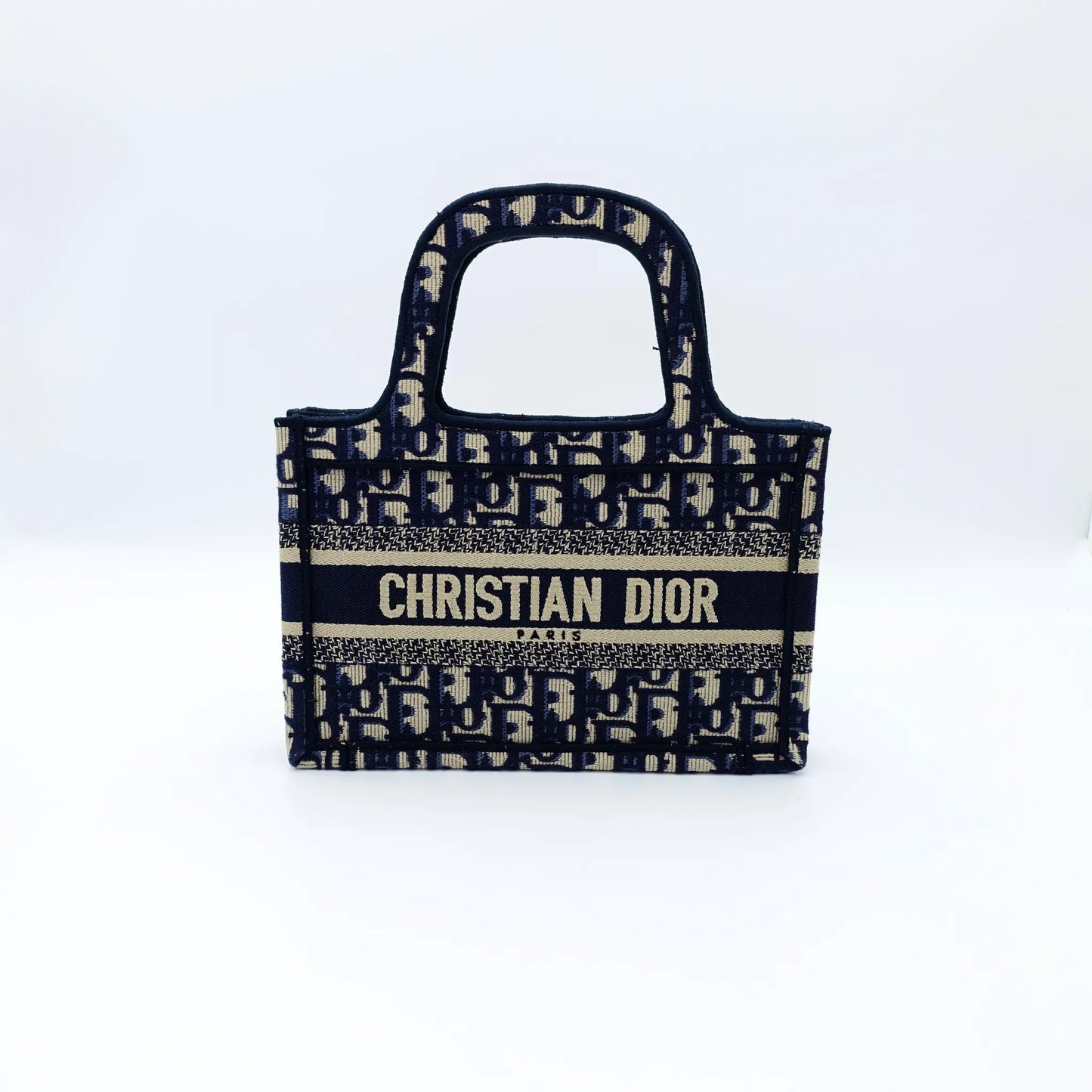 Dior Book Tote – Mini Blue Oblique Embroidery