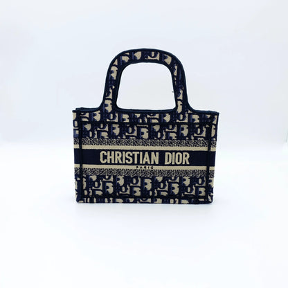 Dior Book Tote – Mini Blue Oblique Embroidery