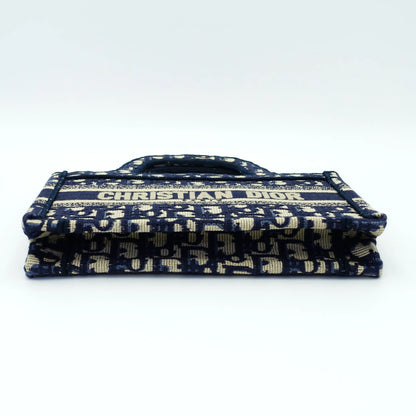 Dior Book Tote – Mini Blue Oblique Embroidery