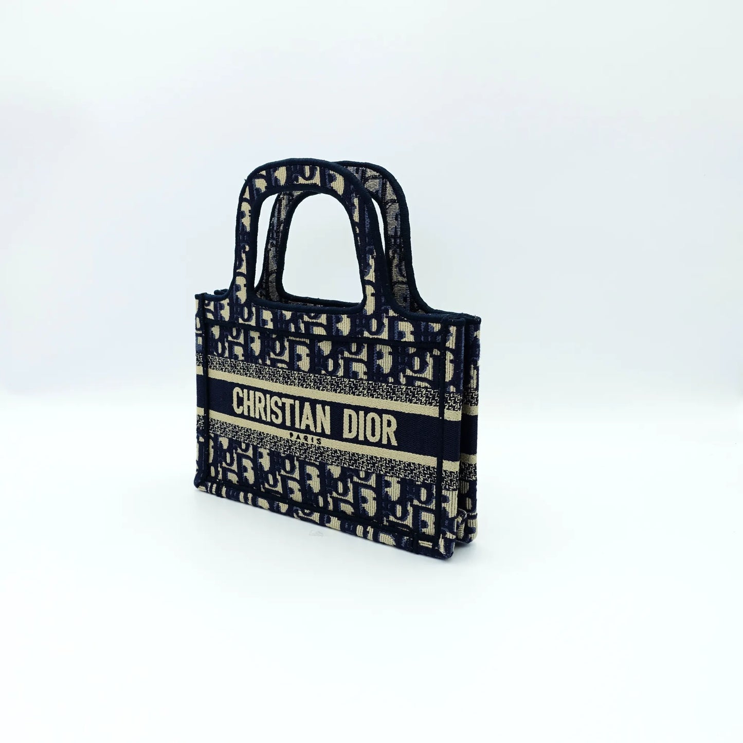 Dior Book Tote – Mini Blue Oblique Embroidery