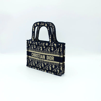 Dior Book Tote – Mini Blue Oblique Embroidery