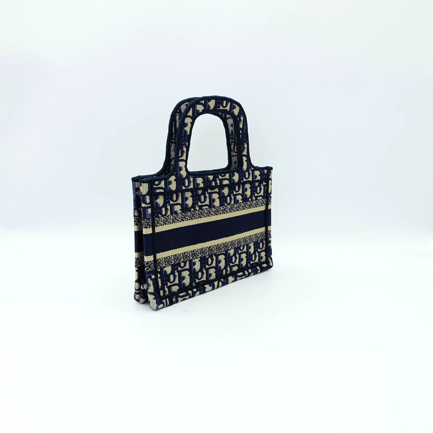 Dior Book Tote – Mini Blue Oblique Embroidery