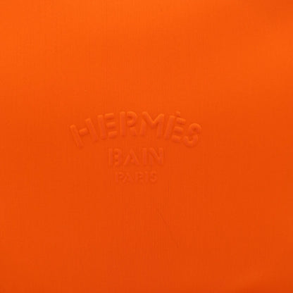 Hermès Bain Zip Pouch in orange coated canvas / neoprene
