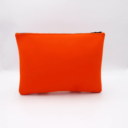 Hermès Bain Zip Pouch in orange coated canvas / neoprene