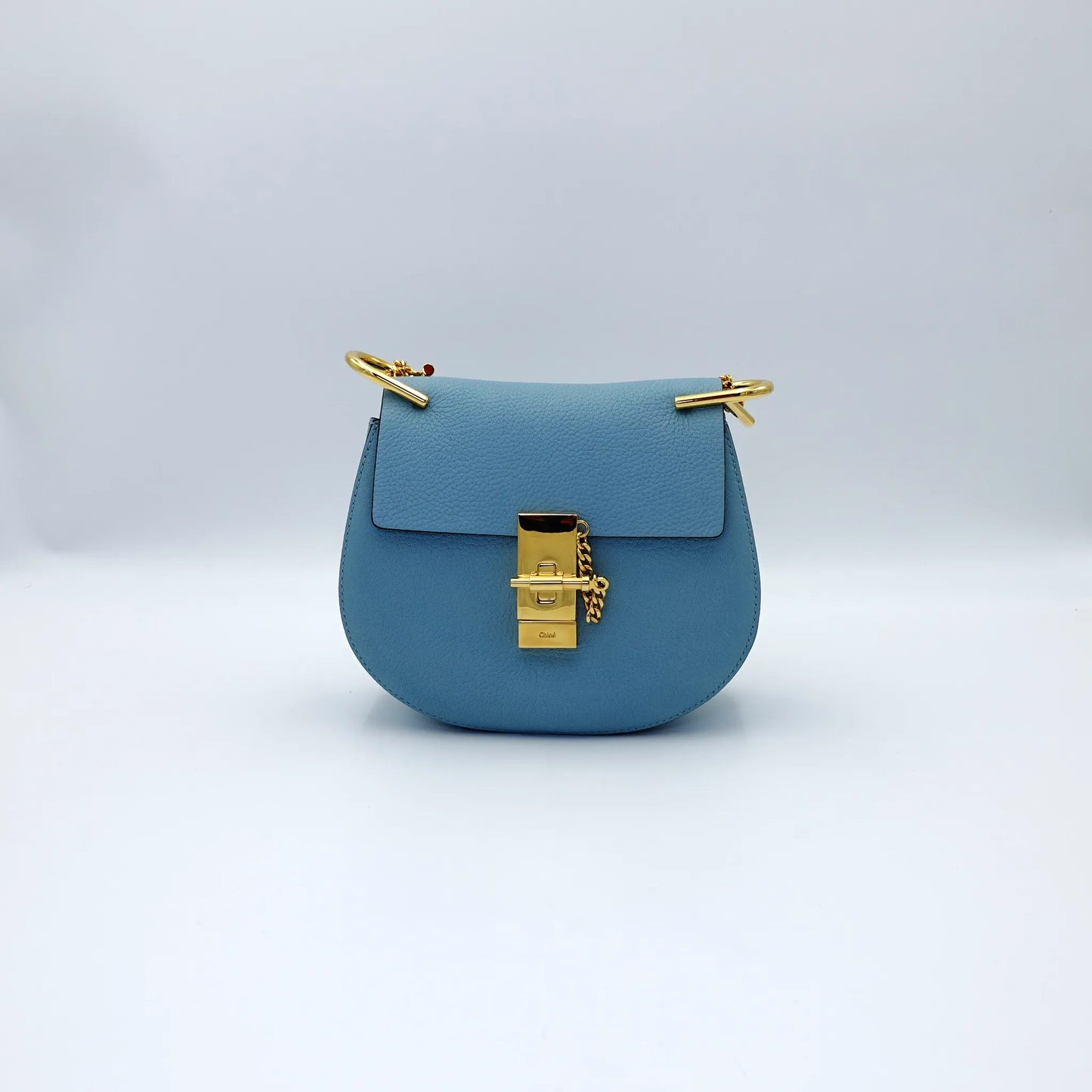 Chloe Mini Drew Bag in Cloud Blue with Gold Chain