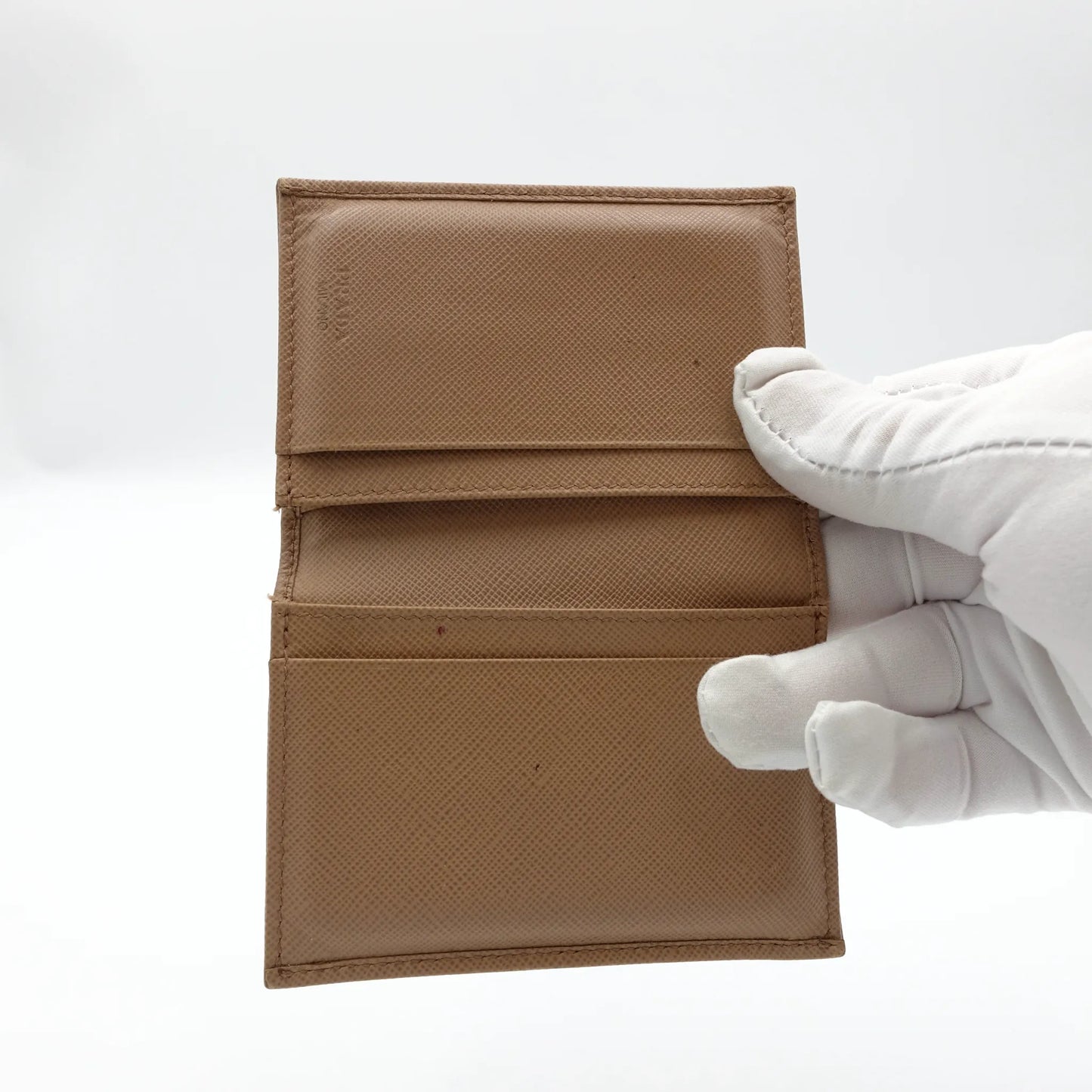 Prada Saffiano Leather Card Holder in Dusty Pink