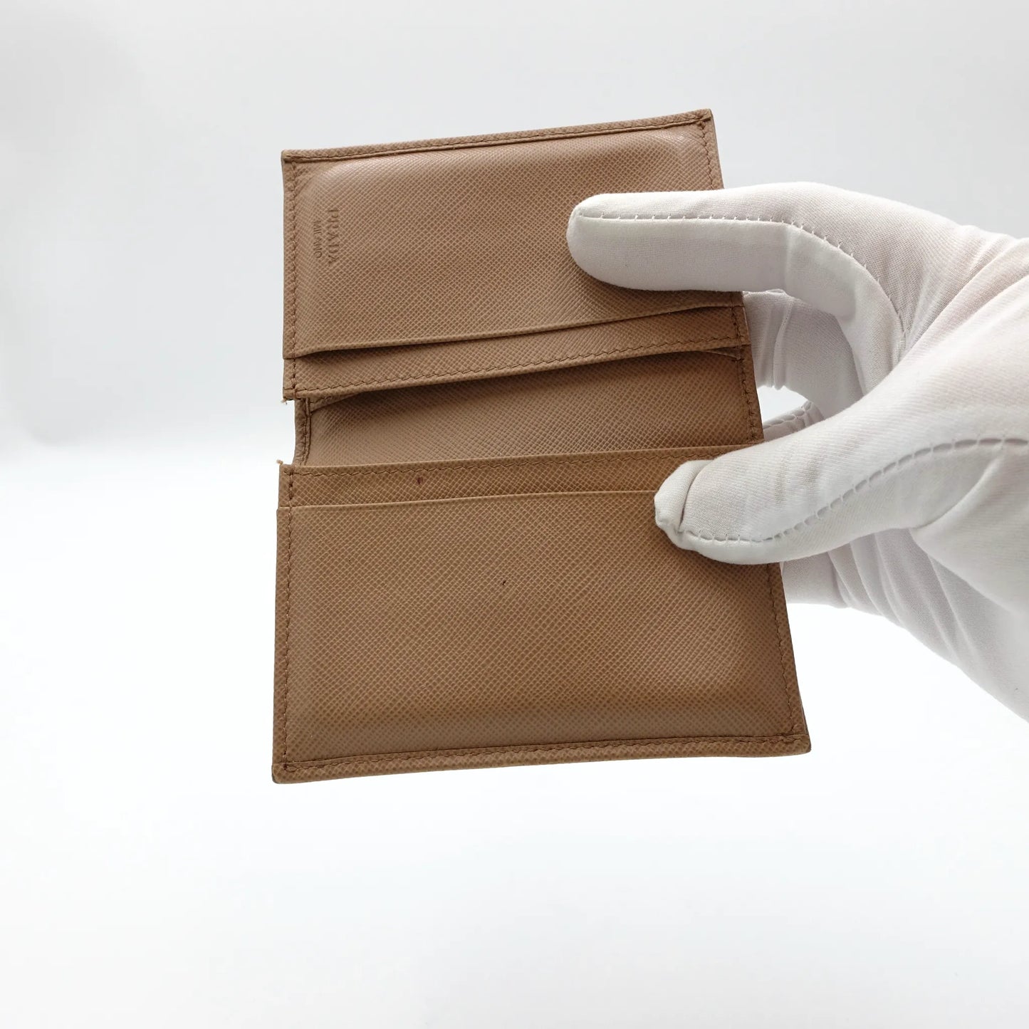 Prada Saffiano Leather Card Holder in Dusty Pink