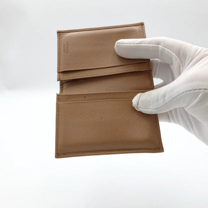 Prada Saffiano Leather Card Holder in Dusty Pink