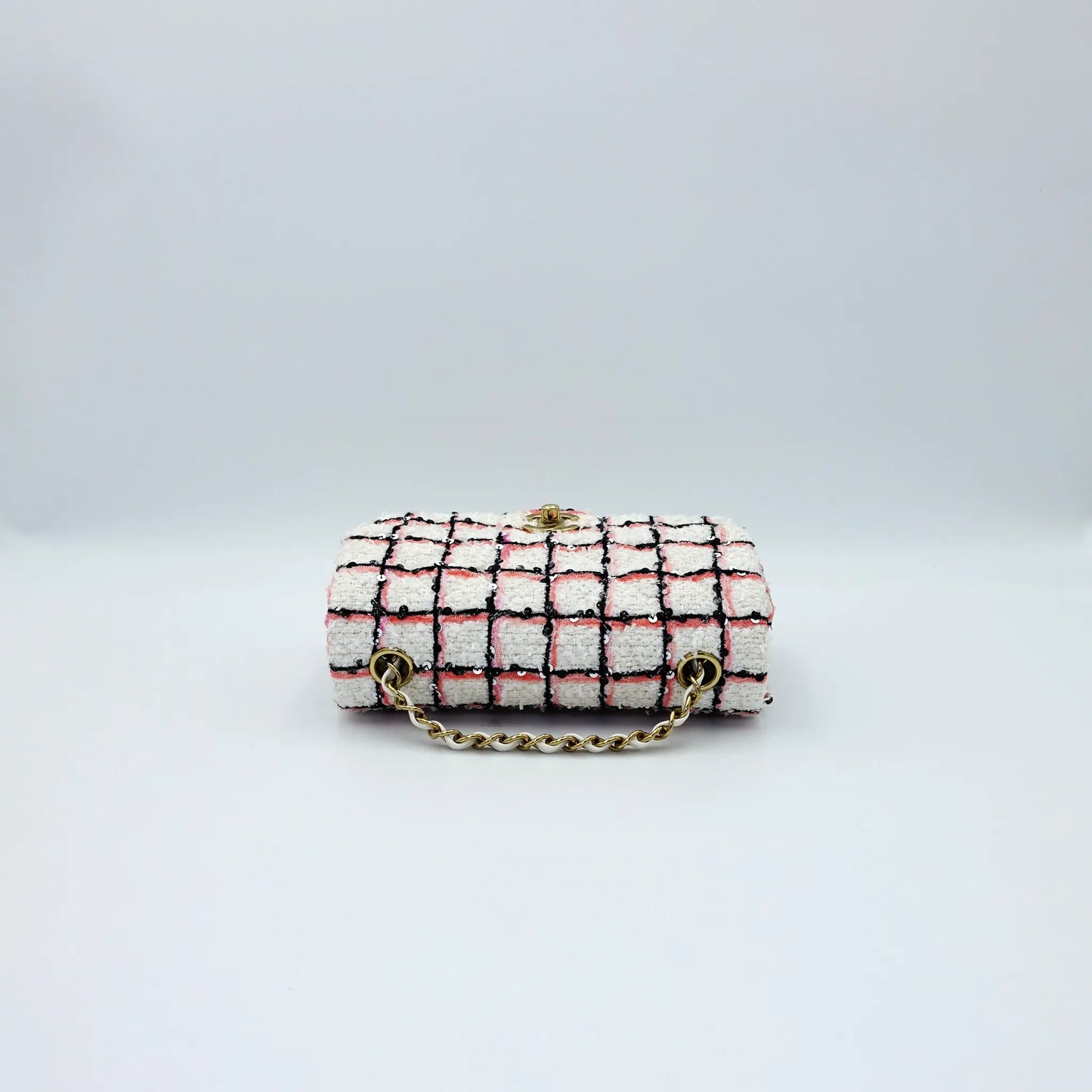 Chanel Mini White Multicolor Tweed Sequin Single Flap Bag