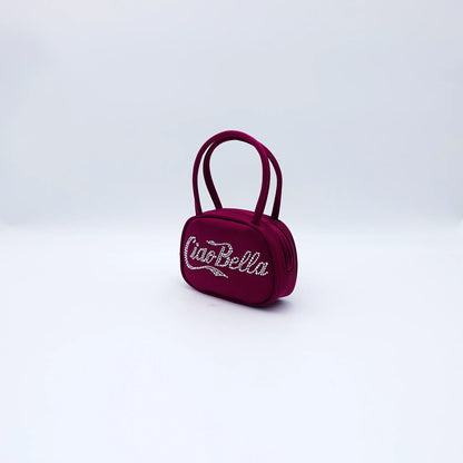 Amina Muaddi Ciao Bella Super Amini in Purple Satin