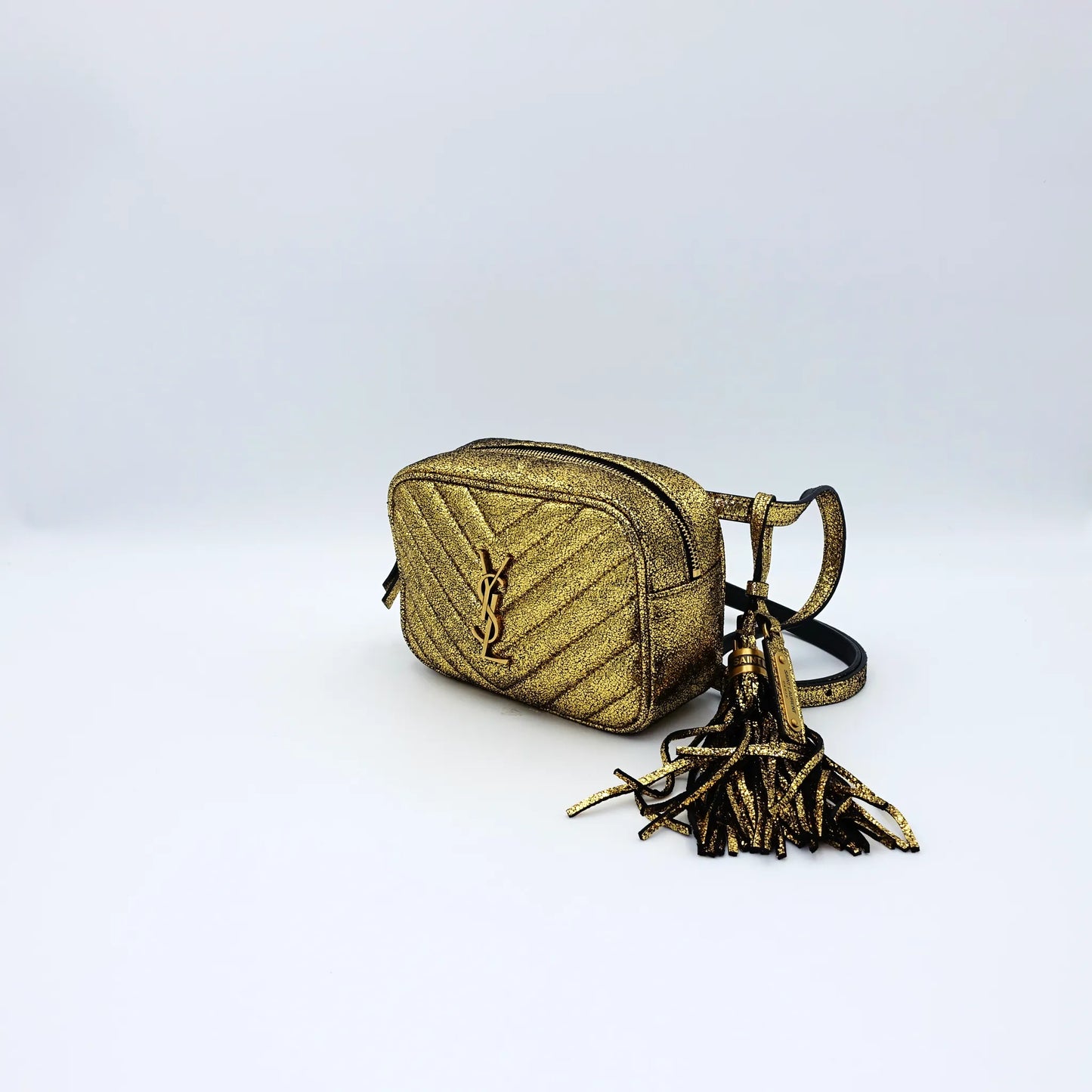 Saint Laurent Lou Camera Bag – Metallic Gold Belt Bag