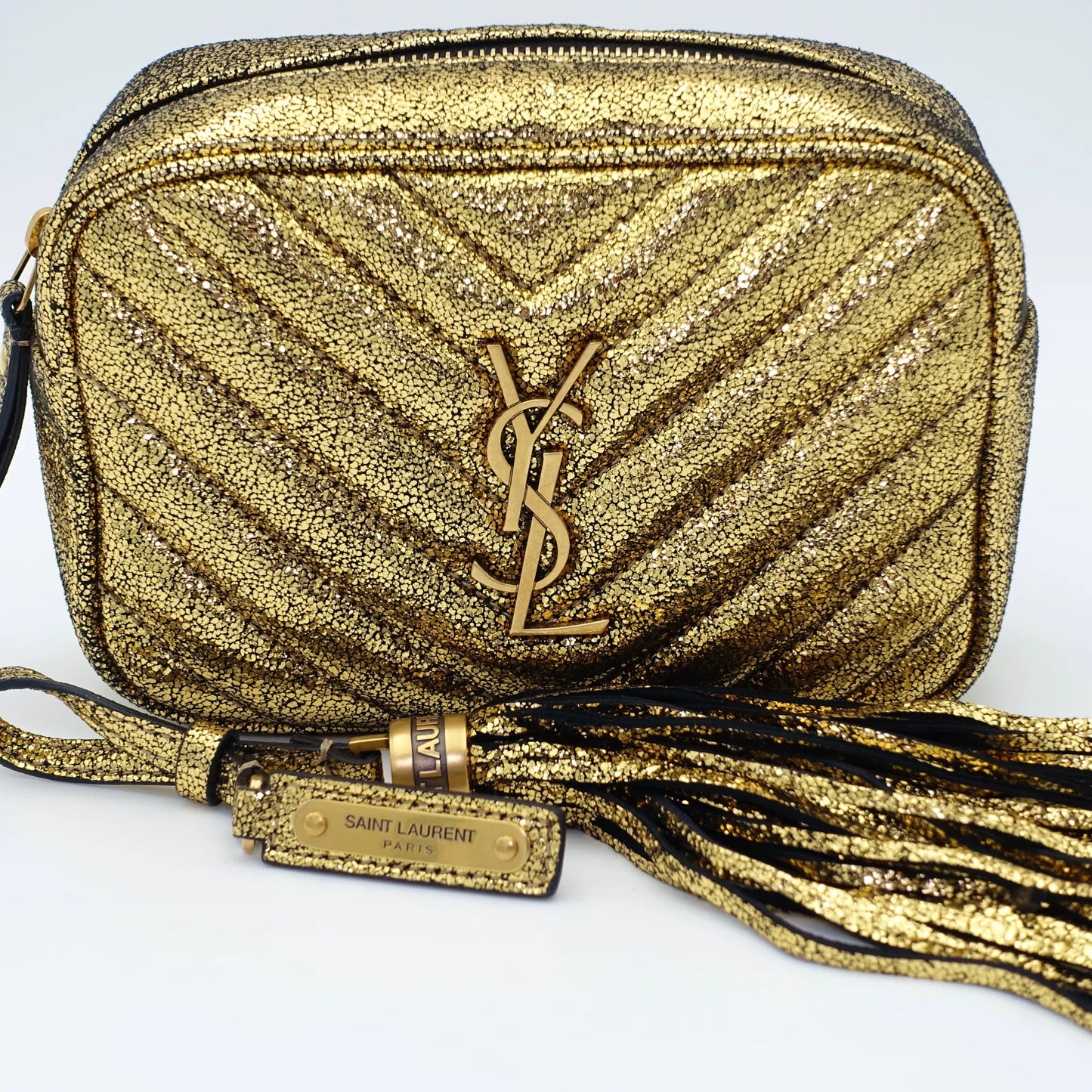 Saint Laurent Lou Camera Bag – Metallic Gold Belt Bag