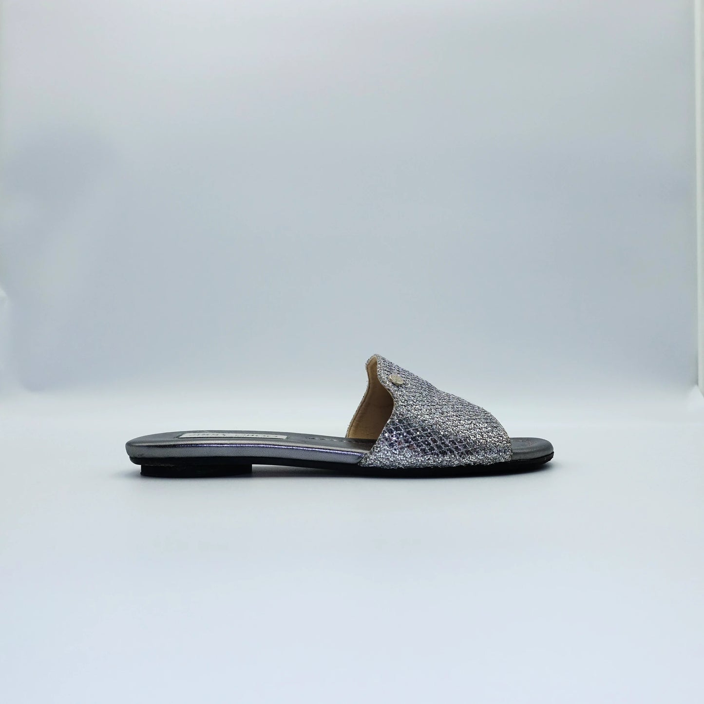 Jimmy Choo Silver Glitter Slide Sandals EU35.5