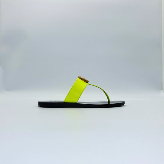 Gucci Neon Yellow Leather GG Marmont Flats EU35.5