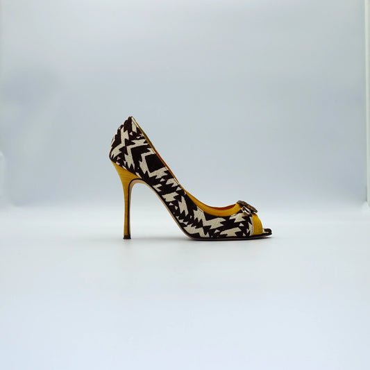 Manolo Blahnik Campari peep-toe pumps EU36