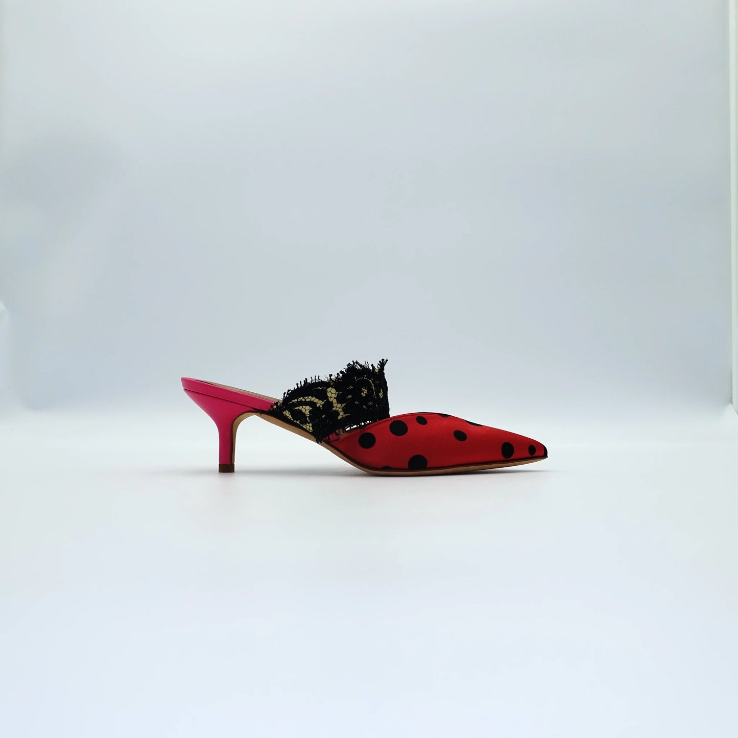 Malone Souliers x Emanuel Ungaro Pink Polka Dot Satin Mules EU36