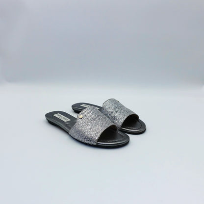 Jimmy Choo Silver Glitter Slide Sandals EU35.5
