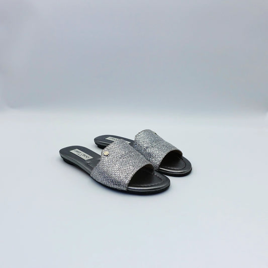 Jimmy Choo Silver Glitter Slide Sandals EU35.5