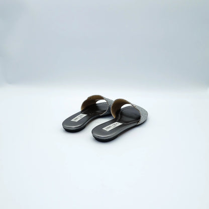 Jimmy Choo Silver Glitter Slide Sandals EU35.5