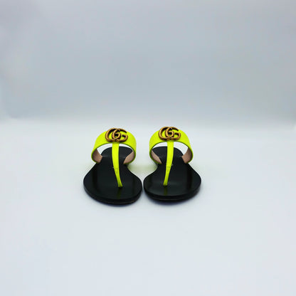 Gucci Neon Yellow Leather GG Marmont Flats EU35.5